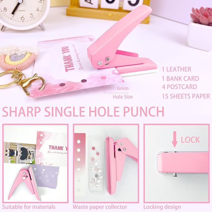 JIZHIYUAN Pink Desk Accessories Set - 16 Pcs Pink Office Supplies with Stapler, Tape Dispenser, Pen Holder, Staple Remover, Hole Punch, Practical Aesthetics Desk Sets for Office, Home, School Women