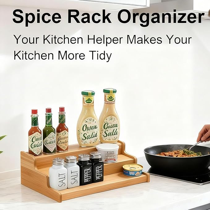 JinDoWin 2 Pack Cabinet Spice Rack Organizers - Enhanced Cabinet Spice Organizer, Practical Spice Rack Organizer for Cabinet and Efficient Cabinet Spice Organizer (2, 13 Inch)