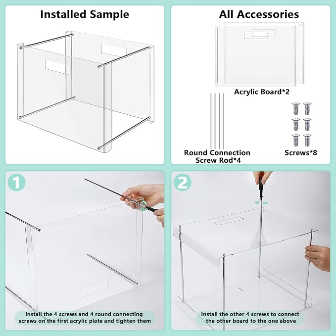 Dispowreath 24 Hanging File Folder with Acrylic Organizer for Letter/a4 Size Desktop Clear File Storage Box with Handles for Home Work Office Use(Colorful,Classic)