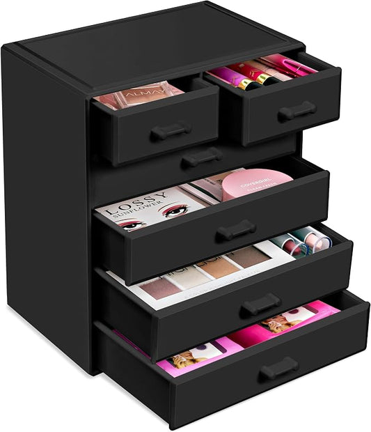 Sorbus Acrylic Makeup Organizer - Organization and Storage Case for Cosmetics Make Up & Jewelry - Large Makeup Organizer for Vanity, Bathroom, College Dorm, Closet, Desk (4 Large, 2 Small Drawers)