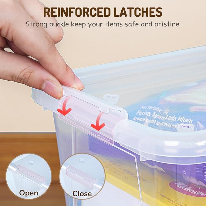 GAMENOTE 6 Quart Stackable Plastic Storage Bins with Lids, 6 Pack, Clear | Stackable 6-quart bins with lids organize classroom supplies, crafts, toys and building blocks for Classroom & Kids Toy