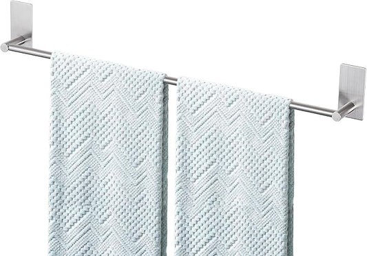Adhesive Bath Towel Bar 24-inch, No Drill Stick On Towel Rack, Easy Install with Self-Adhesive, Premium SUS304 Stainless Steel (Brush Nickle, 24)