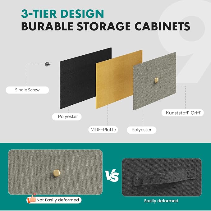 OLIXIS 9 Drawer Tall Dresser for Bedroom, Closet Organizers and Storage | Fabric Dresser with Wooden Top, Chest of Drawers for Clothes Storage, Tower Cabinet, Furniture, TV Stand, Dark Green