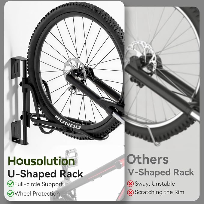 Housolution Swivel Bike Wall Mount, [2 Pack] No Lifting Bike Rack for Wheels Sizes up to 29'', Bike Hangers for Garage, Space-Saving Bike Rack Garage, Bike Hanger for Bikes with Max 3.5'' Tire Width | No Lifting Bike Rack for Garage, Space-Saving Bike ...