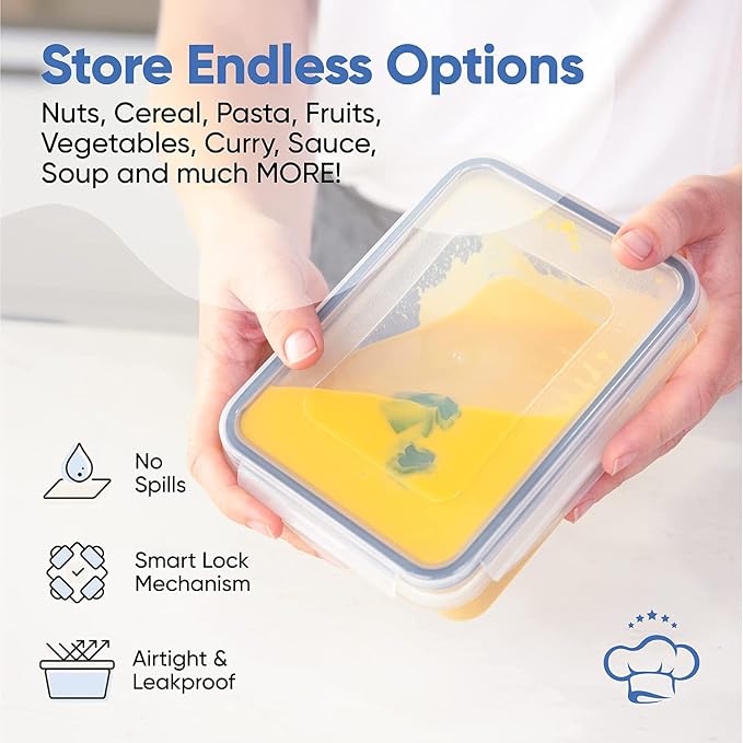 Chef's Path 72 Piece Airtight Food Storage Containers with Lids, 36 Containers and Lids, Stackable Kitchen and Pantry Canisters for Meal Prep and Food Storage - Transparent