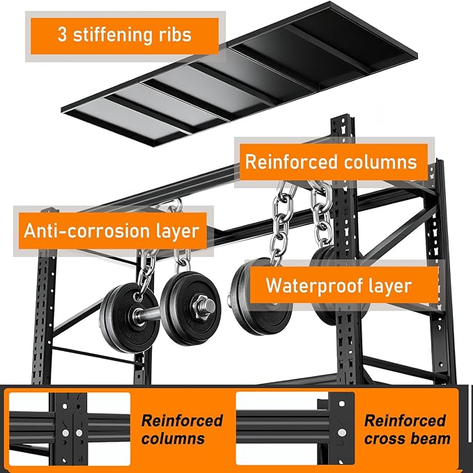 Heavy Duty Garage Shelving 73" H 3000LBS Load Capacity | Metal Garage Storage Shelves Adjustable Industrial Shelving Unit for Garage,Warsehouse,Workshop