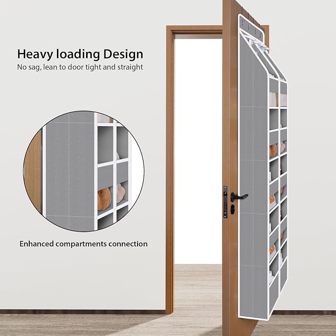 Univivi Upgraded Over the Door Organizer for Baby Nursery, Grey, 6-Shelf | Fabric Door Organizer with Clear Window Deep Pockets, Over Door Hanging Organizer for Baby Essential, Bedroom, and Dorm