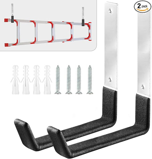 AccEncyc Heavy Duty Garage Hooks, 2Pcs Stainless Steel Wall Mount Hooks, 50lb Weight Capacity, for Garden Hose, Bike, Ladder, Tool Organizer
