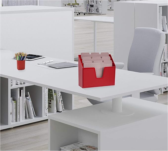 Acrimet Horizontal Triple File Folder Organizer Sorter, Letter Size, Red | 3 compartments to separate and organize documents, folders and papers