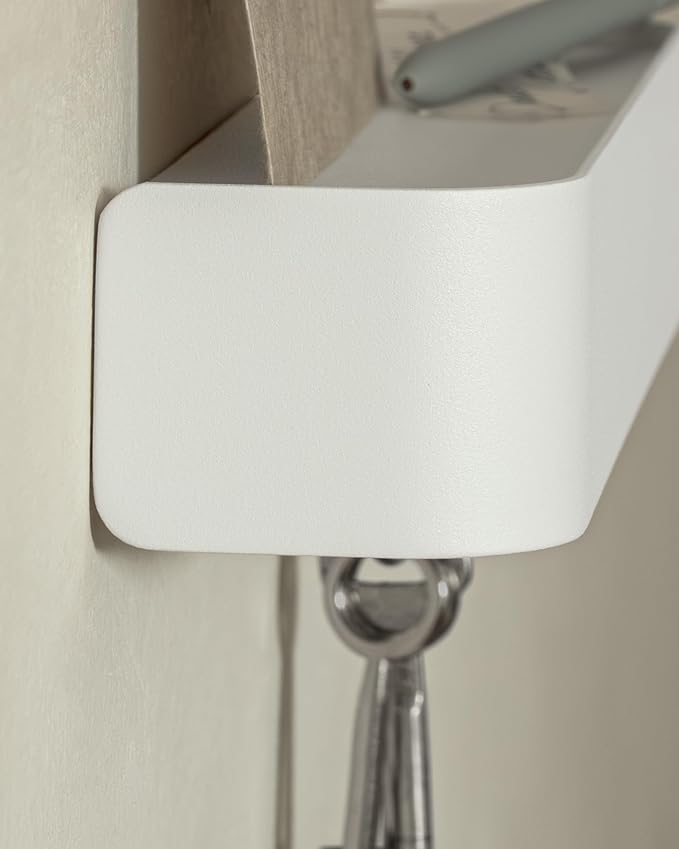 Kazai. Key Holder for Wall 'Tone' | Minimalist Key Hooks Design from Berlin | Modern Key Hanger with Metal Shelf | Key Hook Wall Mounted as Hallway Furniture | White