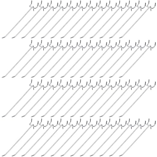 100 Pcs Peg Board Shelving Hooks Stainless Steel Hanging Board Pegs Wall Display Hooks Bulk for 1/8 1/4 Garage Storage Organizer Accessories (8 Inch,Silver)