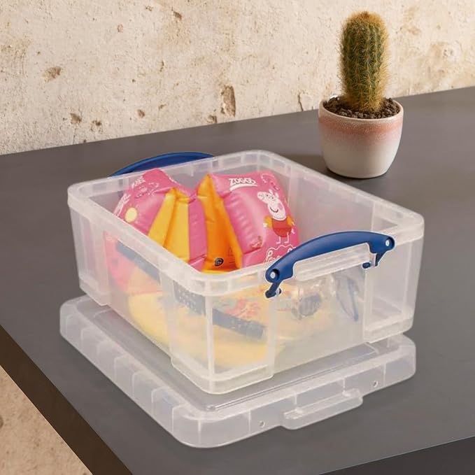 Really Useful Box 17L Plastic Storage Bins, 10 Pack | Containers with Snap Lids and Clip Lock, Clear