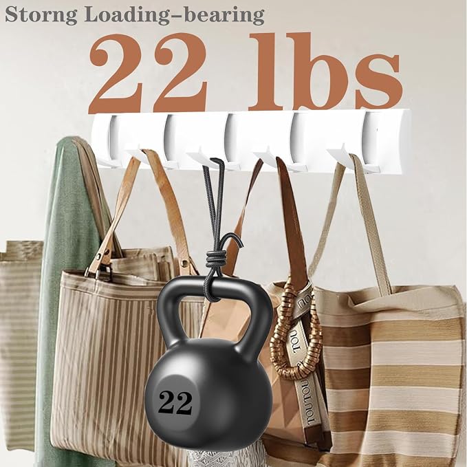 Folding Coat Hooks, Wall Mounted Coat Rack with 10 Retractable Hooks,Heavy Duty Towel Rack for Bathroom Wall Hook for Hanging Clothes Bathrobe, Stainless Steel Coat Hanger for Entryway(White)