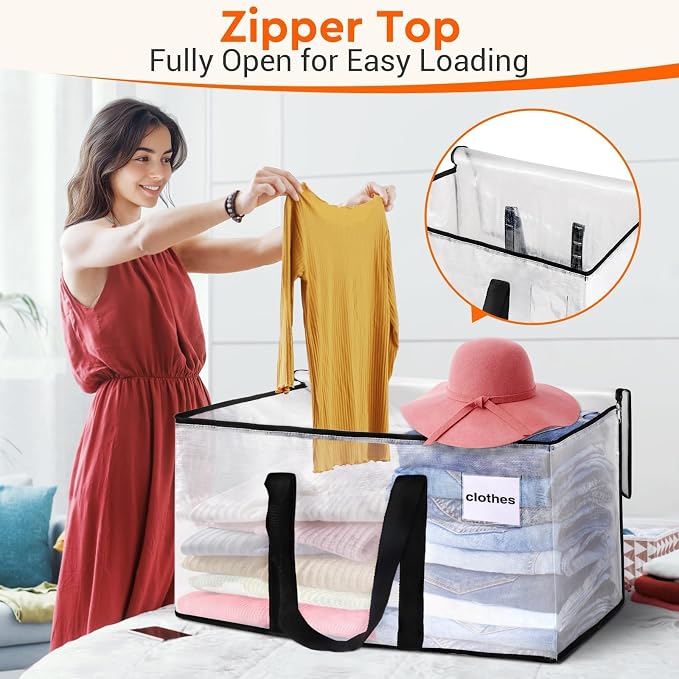 BlissTotes Moving Bags, 125L 8-Pack Storage Bags, Moving Box Heavy Duty Extra Large, Moving Totes with Zipper, Large Packing Bag with Reinforced Handles, Boxes for Packaging Moving