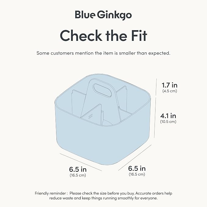 BLUE GINKGO Stackable Organizer Caddy, Square, Blue, Made in Korea | Portable. Adjustable. Home, Office & School Storage.