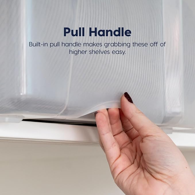 IRIS USA 19 Qt Stackable Storage Bins with Lids, 6 Pack, Clear Plastic | Clear BPA-free bins with secure latches organize crafts, toys, shoes, office supplies, pantry items, and closets.