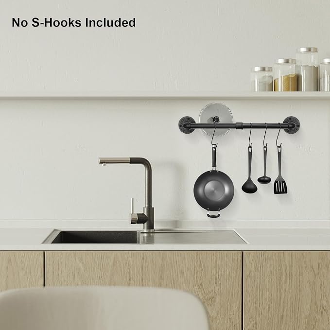 Livabber Industrial Pipe Towel Bar, Rustic Iron Decor Bathroom Hardware Towel Holder Accessory, Heavy Duty Wall Mounted Bath Towel Rack, Black (18 Inch)