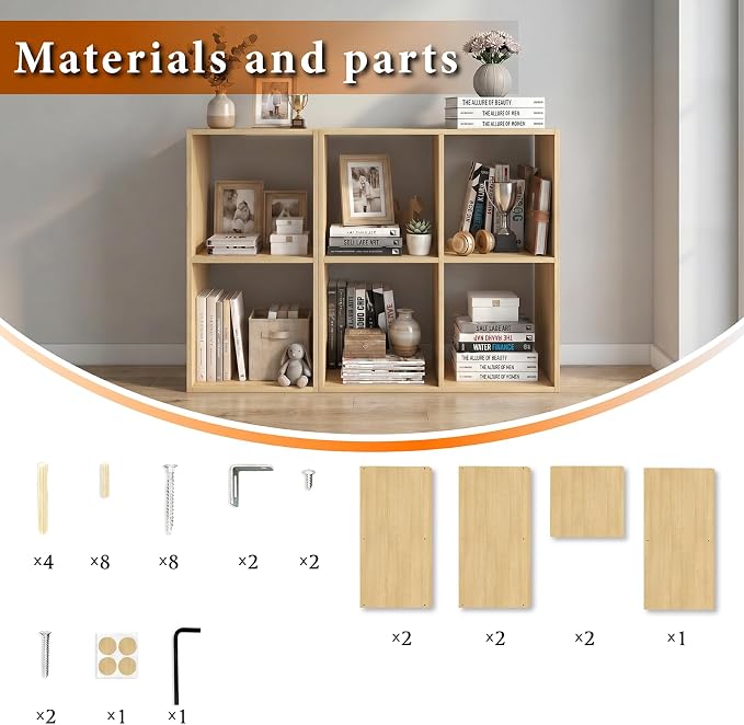 WannabeMyself【Sturdy Build&Easy Assembly】4 Cube Storage Organizer with Anti-Tipping Kits,Reversible Open Back Book Shelf, Bookcase for Living Room,Bedroom,Entrance Hall,Office,24.1×11.4×24.1,Oak Color