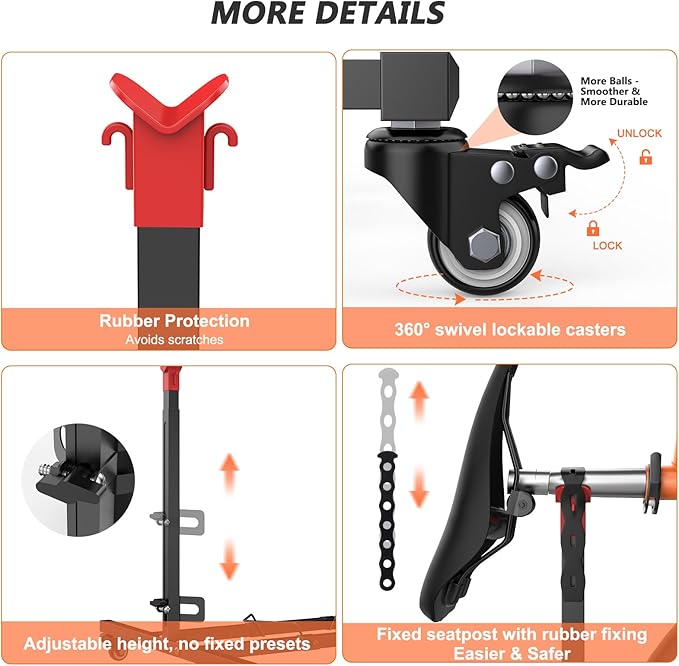Vertical Bike Stand,Freestanding Space-Saving Bike Rack with Adjustable Height for Wheels Sizes up to 29”,Indoor Bike Storage Rack for Garage & Apartment,Upright Bicycle Floor Holder for MTB Road Bike