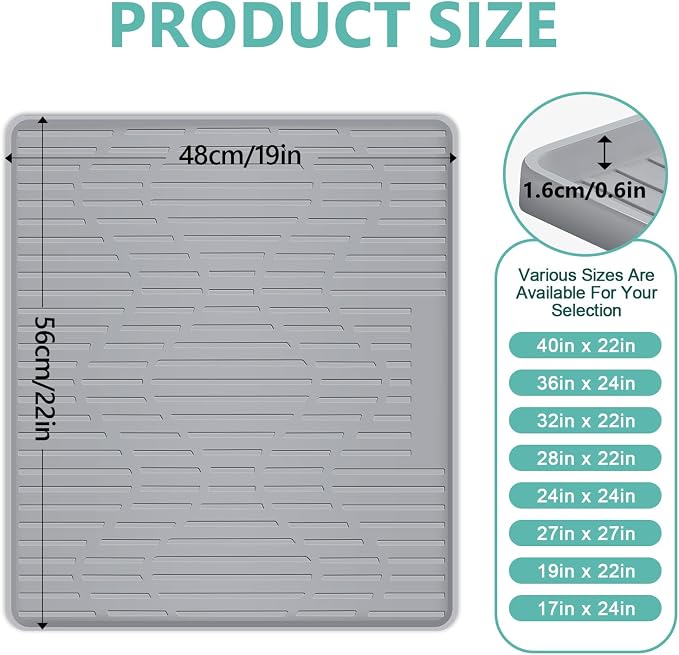 22" x 19" Under Sink Mat for Kitchen Lanstics Under Sink Organizer | Waterproof Raised Edge Silicone Mat Sink Protector Silicone Organizers Tray for Kitchen Bathroom