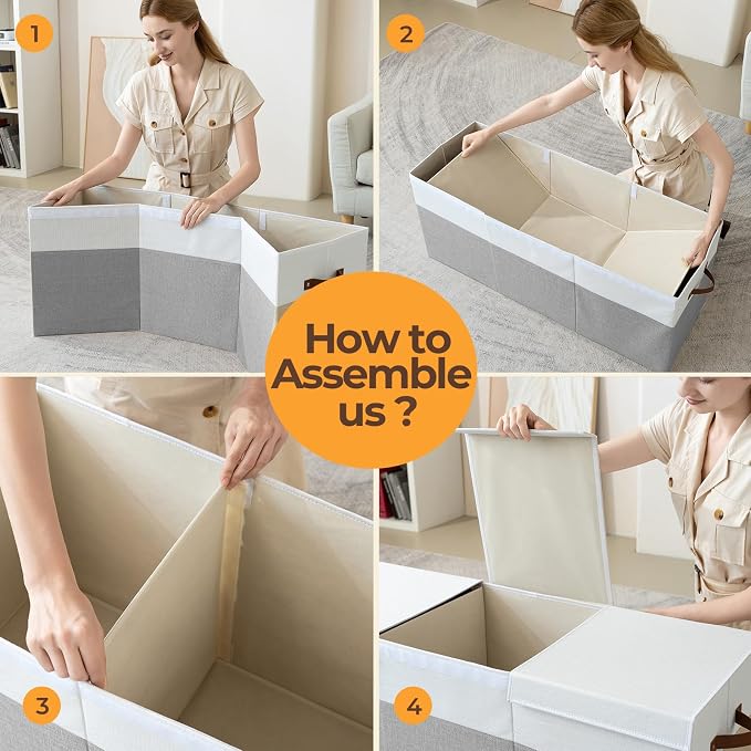 Extra Large Toy Box with Lid,Collapsible Toy Storage Chest Bin,Grey | 40"x14"x16",150L Large Capacity,Sturdy Kids Organizer,Toybox,Toy Bin for Boys & Girls,Living Room,Nursery,Bedroom,Playroom
