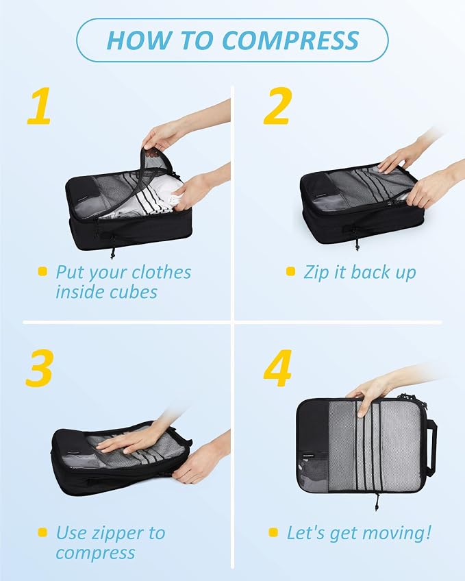 BAGSMART Compression Packing Cubes for Travel Essentials | 14 Set /6 Set /4 Set/2 Set, Lightweight, Durable