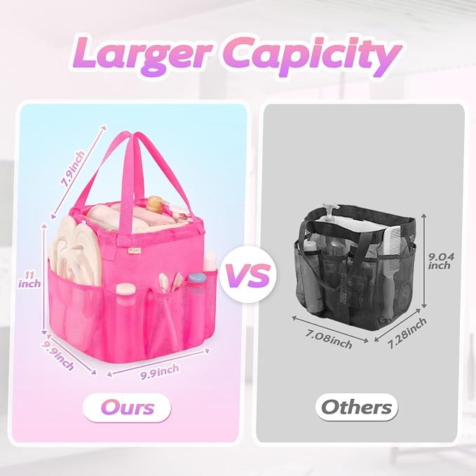 famichan Mesh Portable Shower Caddy with Drawstring, Girls Dorm Room Essentials
