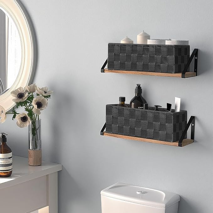 Posprica Woven Baskets, Storage Baskets for Organizing (Set of 8), Cube Baskets Bin Container Matching Storage Boxes Organizers for Pantry, Office, Shelves, Media-room