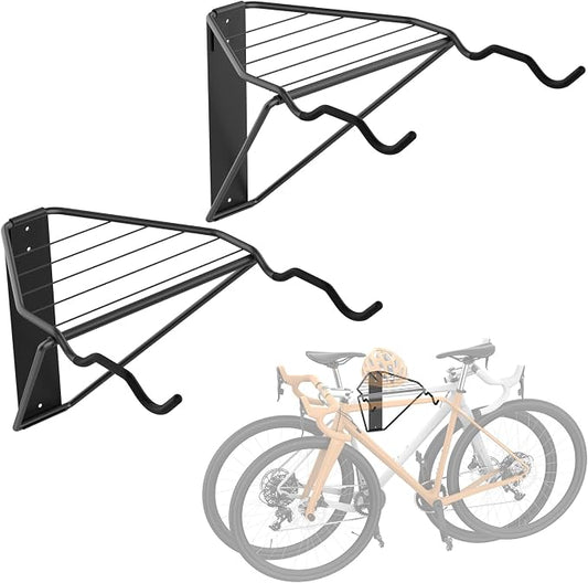 WALMANN Wall Mounted Horizontal Bike Rack, Foldable Space Saving Bicycle Storage for 4 Bikes, Indoor Bike Storage for Garage