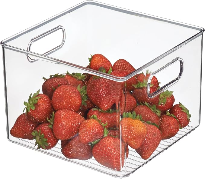 iDesign Pantry Storage Bin with Handles | Clear, For Kitchen Cabinets or Fridge, Made in USA