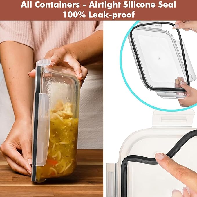 Razab 4 PC 1860ml / 63 Oz / 8 Cups Large Glass Food Storage Containers with Lids - Glass Meal Prep Containers for Roasting & Storing Leftover, Lunch Container with Lids, Microwave & Oven Safe