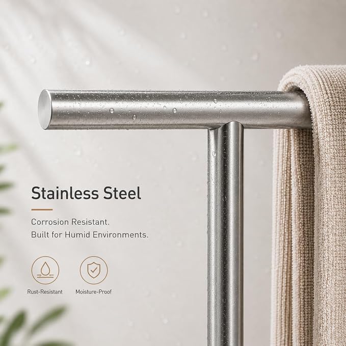 Bathroom Hand Towel Holder Stand，T-Shape Hand Towel Holder Stand SUS304 Stainless Steel for Bathroom，Kitchen or Vanity Countertop(2Pack)