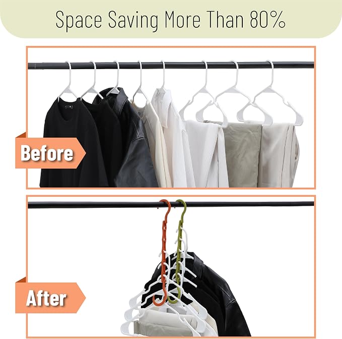 Mr. Pen- Space Saving Hangers, 8 pcs, 360° Rotating Hooks | Magic Cascading Hanger Organizer with 5 Enclosed Slots, Closet Organizers and Storage for Clothes