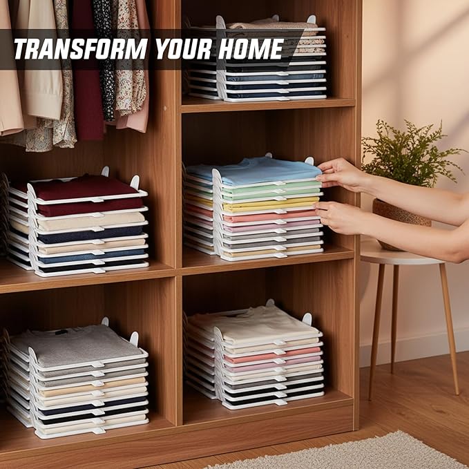 Tshirt Organize for Closet Storage,Shelves for Bedroom Storage | Space-Savin Clothing Organizer for Home Storage ,Ideal for Tshirts ,Sweater ,Pants Storage in Bedroom and Dormroom 20 Pack