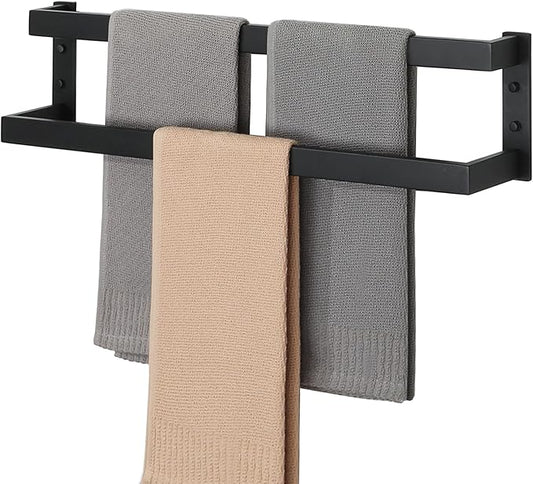 Alise Double Towel Bar, 24" Double Towel Racks for Bathroom, Matte Black | Bathroom Towel Rack Wall Mounted, 3.54" Wide Faster Drying, Ladder Design, SUS304 Stainless Steel