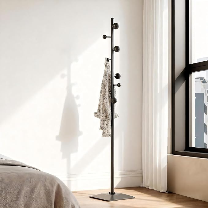 coat rack freestanding,coat rack stand with 7 Hooks and Metal Base for Bags, Hats.Coat Tree Coat Hanger Stand for Home Office Hall Entryway