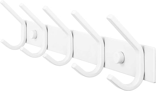 WEBI Coat Rack Wall Mount,Coat Hooks Wall Mounted,Coat Hanger Wall Hook Rack,5 Hooks for Hanging Coats,Hats,Jacket,Clothes,White
