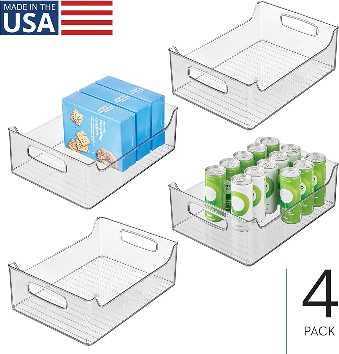 iDesign Stackable Clear Plastic Storage Bin, 4-Pack | Kitchen Organizers, For Fridge, For Cabinet, For Pantry