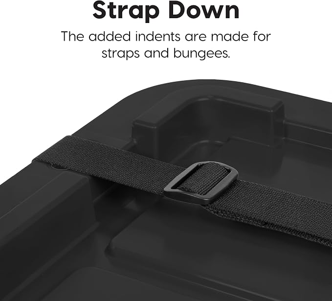 IRIS USA 4-Pack 27 Gal Heavy Duty Storage Tote Bins with Lids, Black | Large-capacity design handles moving, garage storage and bulky equipment, Stackable shape maximizes available space