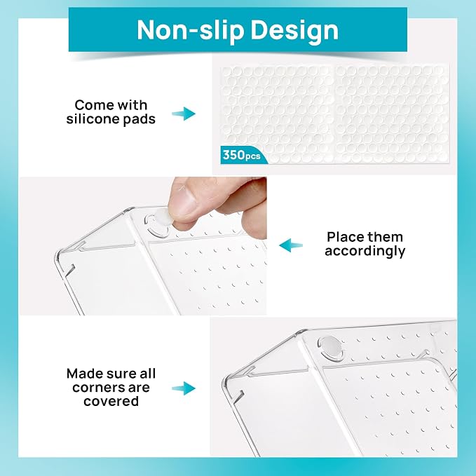 Vtopmart 72 PCS Clear Plastic Drawer Organizers Set, 4-Size Versatile Bathroom and Vanity Organizer Trays, Non-Slip Storage Containers for Makeup, Jewelries, Bedroom，Kitchen Utensils and Office | 4-Size Versatile Makeup Organizer, Non-Slip Storage Cont...