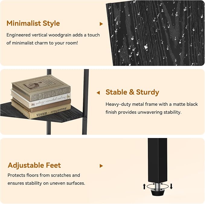 CADUKE Under Pedestal Sink Shelf, 2 Pack Under Sink Organizers and Storage, 3-Tier Pedestal Under Sink Storage Bathroom Vanity, Corner Shelf Stand for Bathroom, Kitchen, Living Room, Black