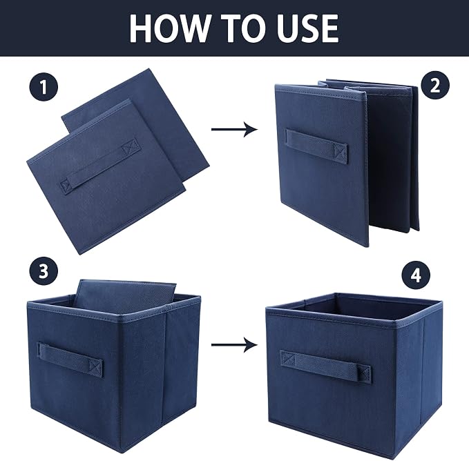 Small Storage Bins,Collapsible Fabric Storage Organizer 9.0"x7.5"x7.5",Mini Storage Box,fit for closet, living room, bookshelf, Kids clothes and toys storage and organization Blue