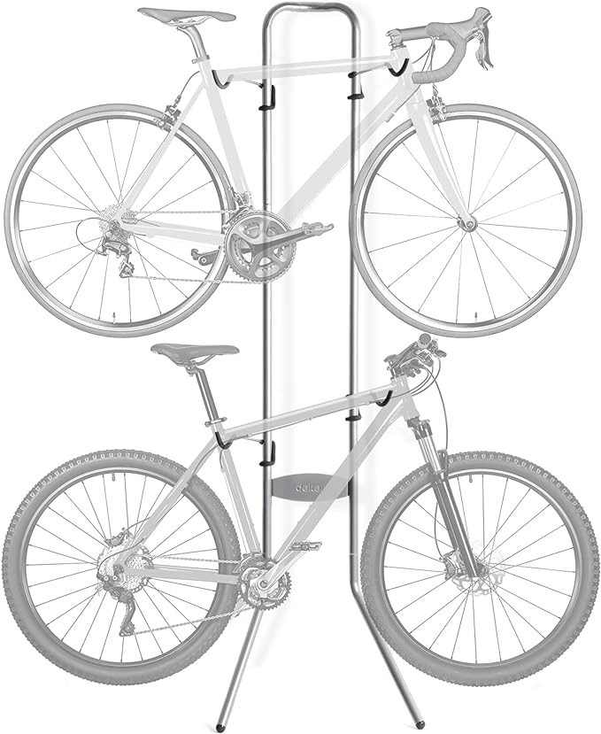 Delta Cycle Michelangelo 2 Bike Storage Rack - Gravity Fully Adjustable Bike Storage Garage For Road, MTB, and Hybrid Bicycles - Vertical Bike Rack Holds Up To 80 lbs