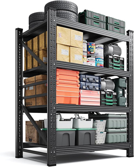 Letaya 2000LBS Storage Shelves Heavy Duty,60" H Garage Shelving Units, 4 Tier Adjustable Utility Rack Shelf,Large Metal Industrial Shelves,for Shop,Warehouse,Basement,Black (40" W x 20" D x 60" H)