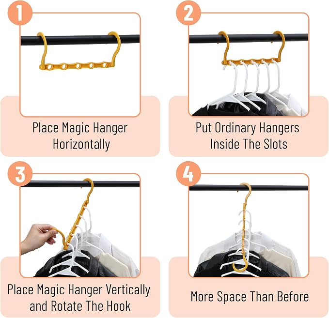 Mr. Pen- Space Saving Hangers, 8 pcs, 360° Rotating Hooks | Magic Cascading Hanger Organizer with 5 Enclosed Slots, Closet Organizers and Storage for Clothes
