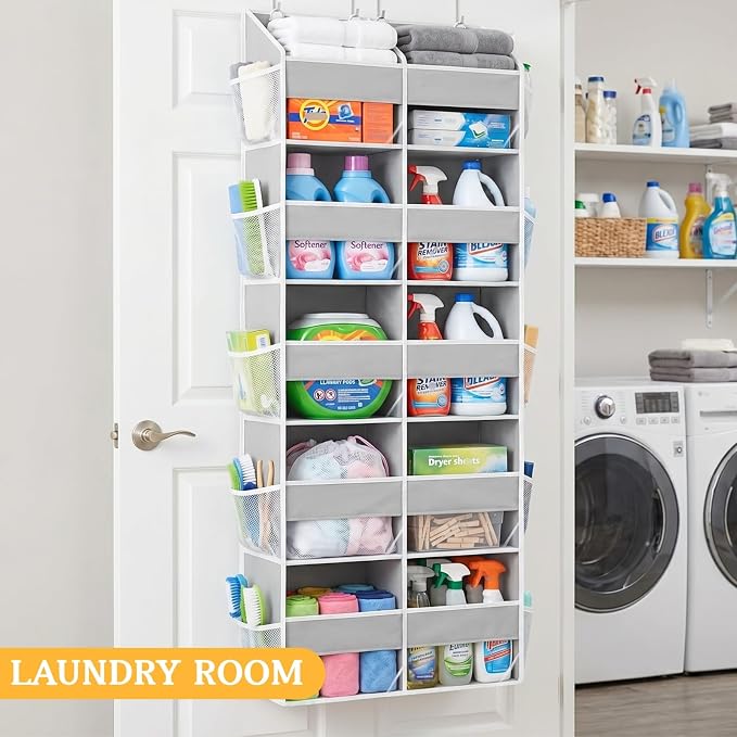 Ofiray-home 5-Tier Over Door Organizer, 10-Compartment Wide Storage Rack | 20" wide, 80 lbs for heavy family use, 10 side pockets, fits doors for closet, nursery, entryway, dorm, RV, laundry room