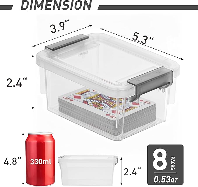 Citylife 8 Packs Plastic Bead Organizers 0.53 QT Clear Storage Containers with Lids for Craft Storage Small Storage Box, 5.28 x 3.86 x 2.36 Inches