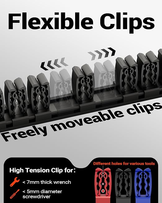 DEHOYI Magnetic Screwdriver and Wrench Organizer for Workshop, Garage | Heavy-Duty Tool Organizer for 48 pcs tools & Space-saving tool holder | Gift for father and boyfriend (4pcs)