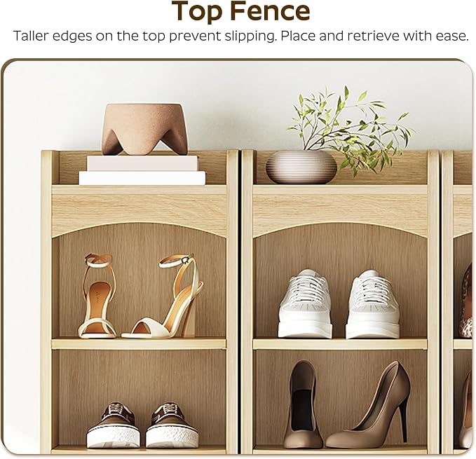 9-Tier Tall Shoe Rack, Wooden Shoe Storage Organizer, Narrow Shoe Cabinet with Removable Shelves for Small Spaces, Holds 9 Pairs of Shoes, for Entrance, Hallway, Natural SS02NL