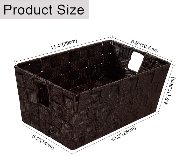homyfort Woven Shelf Storage Tote Basket Bins Container, Storage Boxes Cube Organizer with Built-in Handles for Bedroom, Office, Closet, Clothes, Kids Room, Nursery 3pack(Brown)